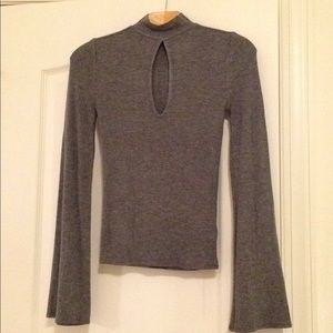 Express Bell Sleeve Keyhole Neck Top